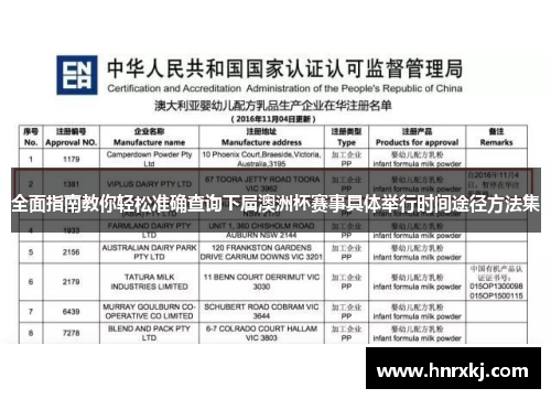 全面指南教你轻松准确查询下届澳洲杯赛事具体举行时间途径方法集